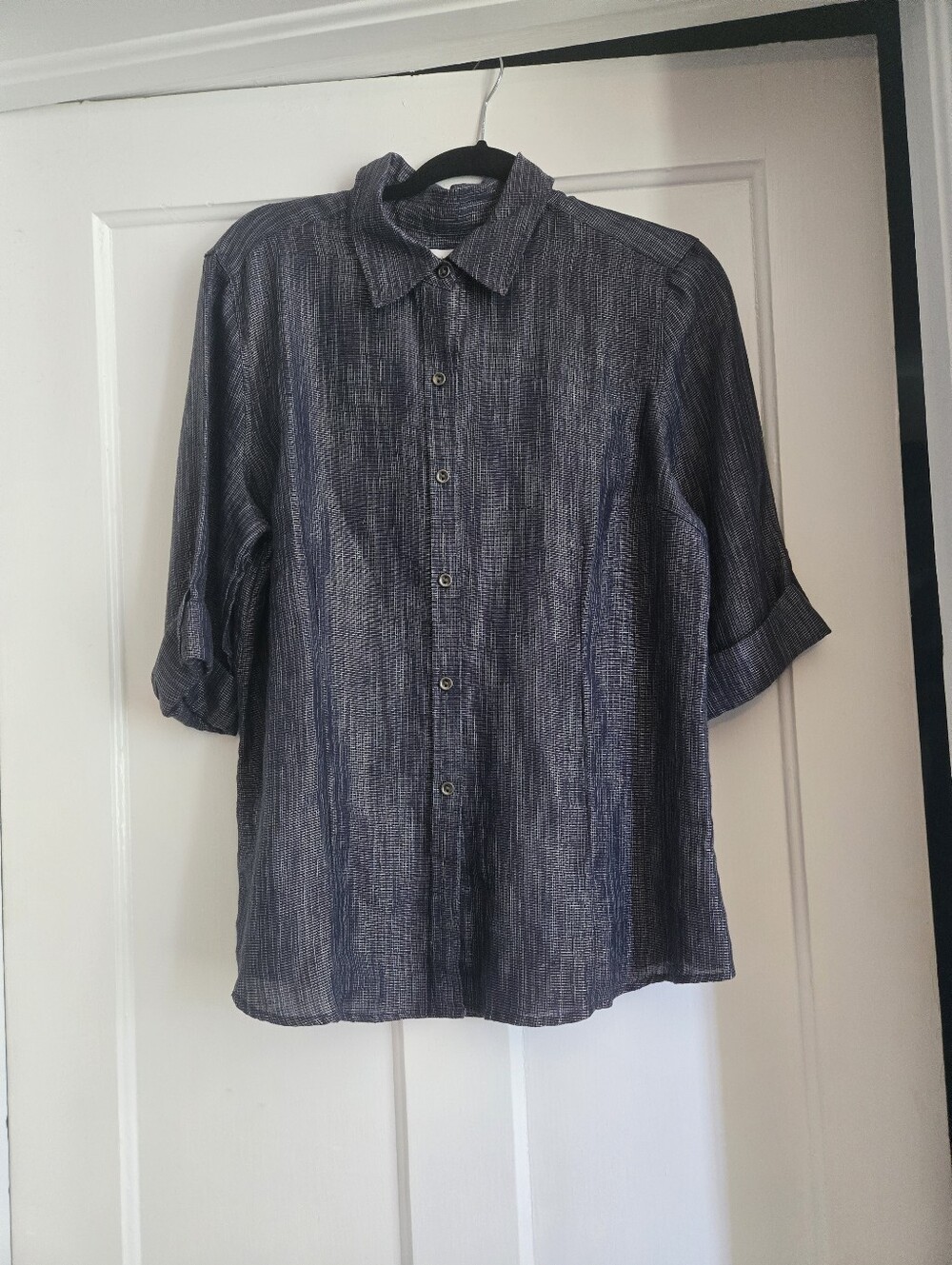 BNWT Calvin Klein Navy Textured Casual Button-Down Shirt